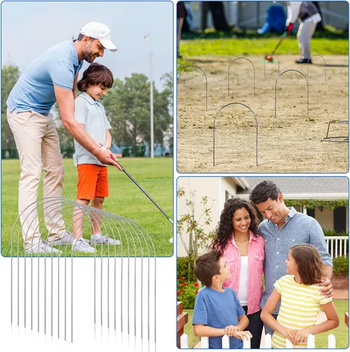 Vista 5 de Deekin Juego de 9 wickets de croquet de repuesto para croquet de metal con revestimiento galvanizado y plástico para patio trasero familiar juego al