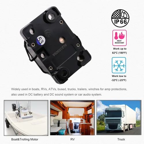 Vista 6 de E69 Interruptor de circuito de 10 A T3 con restablecimiento manual Mini de montaje en superficie IP66 Interruptor conmutable de 10 A