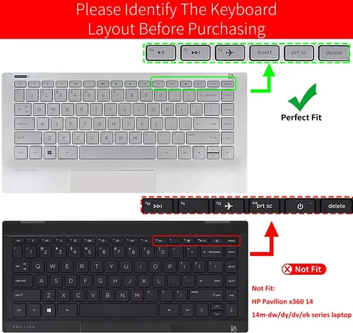 Vista 2 de Funda para teclado para HP Pavilion X360 14" y HP Laptop 14 14-dq 14-fq 14-dk 14m-dh 14-cd/ce/cf Series 14-cf0006dx/cf0012dx 14-dk0002dx