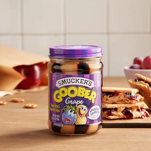 Vista 5 de Smucker's Goober Mantequilla de maní y rayas de jalea de uva, 18 onzas