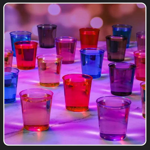 Vista 7 de Tioncy 100 vasos de chupito de plástico neón de 1 oz, vasos de chupito desechables de colores, mini vasos de fiesta para beber para cóctel, whisky