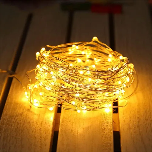 Vista 3 de Paquete de 3 luces de hadas USB, luces de cadena alimentadas por USB, color amarillo cálido, 2 metros, 20 lámparas con cuentas, luces LED