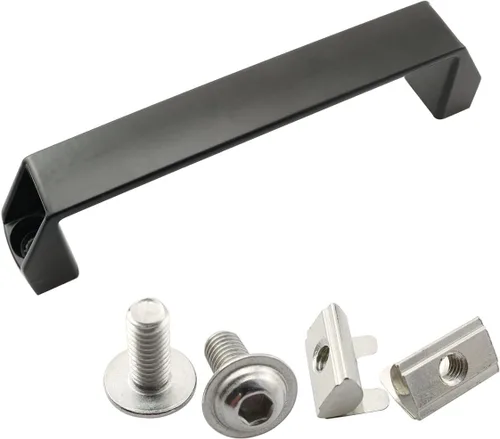 Vista 8 de Paquete de 2 manijas de aleación de aluminio negro rectangular industrial para accesorios de perfil de extrusión de aluminio serie 20, 3.543 in