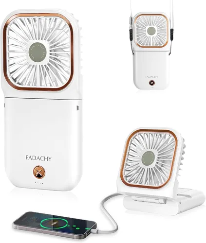 Vista 12 de Ventilador portátil recargable, mini ventilador de mano de 3000 mAh, funciona con pilas, pequeño ventilador de escritorio para oficina, exterior e