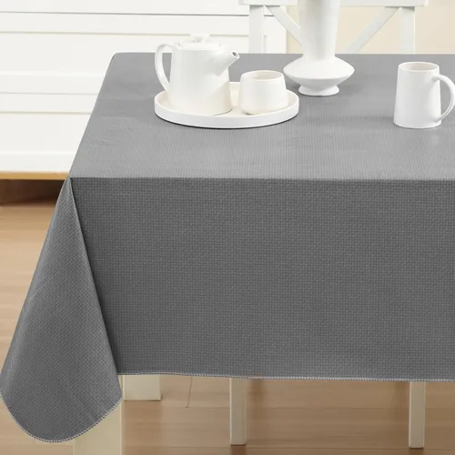 Vista 20 de Newbridge Basketweave - Mantel con parte trasera de franela de vinilo de color sólido, aspecto texturizado de tejido de cesta, mantel impermeable