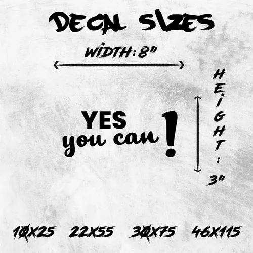 Vista 6 de Calcomanía de espejo "Yes You Can Sign with Exclamation Mark - Yes You Can Words of Inspiration Decor - Diferentes fuentes Yes You Can Sign