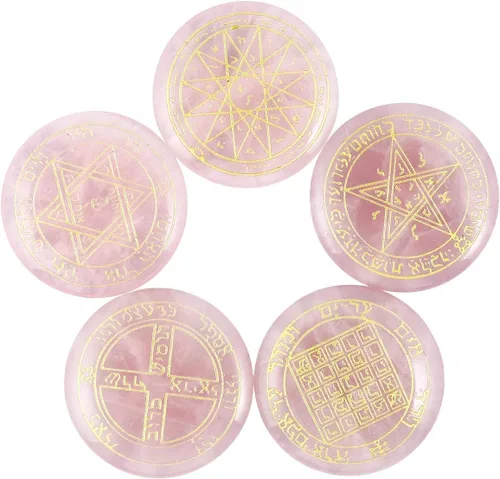 Vista 8 de Rockcloud Cristal curativo negro obsidiana amatista gitana símbolo brujas runas piedras chakras piedra de palma equilibrio Reiki, 10 piezas