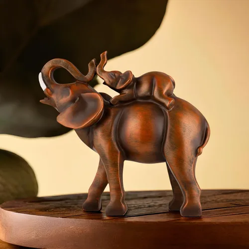 Vista 10 de Escultura de resina decorativa de elefante con bandeja, figura de animal de estilo antiguo para el hogar, oficina, estantería, soporte de TV, regalo