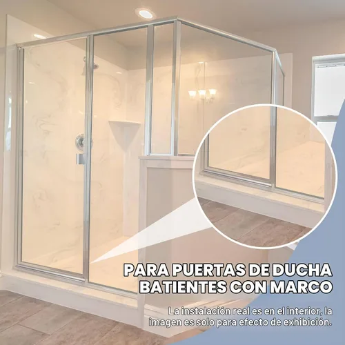 Vista 5 de Hicarer 2 sellos inferiores de puerta de ducha de 25 pulgadas para puerta Plateado