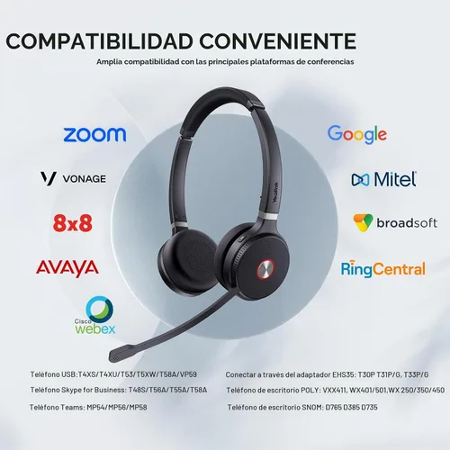 Vista 6 de Yealink WH62 Dual UC DECT Auriculares inalámbricos para teléfono IP y PC