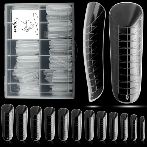 Vista 7 de 120 piezas de gel de extensión de polietileno con formas de uñas dobles con constructor de escamas para uñas de gel de manicura, diseño artístico