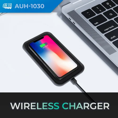 Vista 7 de Adesso Almohadilla de carga inalámbrica de 3 bobinas con certificación Qi máx. AUH-1030 de 10W