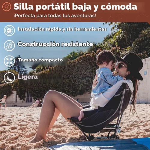 Vista 4 de TREKOLOGY Silla de playa ultraligera, silla de camping ligera para mochileros, senderismo y viajes - YIZI LITE