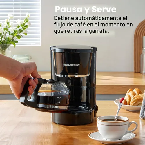 Vista 6 de Elite Gourmet EHC-5055 Cafetera automática de 5 tazas de preparación y goteo con filtro reutilizable Pause N Serve, interruptor