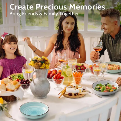Vista 6 de Sweese Juego de 6 cuencos para pasta, platos de ensalada de cerámica de 30 onzas para lavavajillas y microondas, cuencos de ensalada sólidos