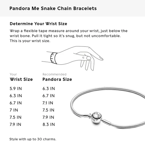 Vista 7 de PANDORA Pulsera de plata de ley con cadena de serpiente ME Jewelry