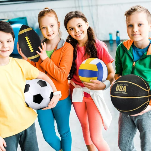 Vista 6 de HyDren Juego de 4 pelotas deportivas de tamaño oficial para baloncesto, balón de fútbol, voleibol, con bolsa de transporte y inflador, regalo