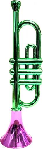 Vista 3 de Trompetas metálicas (13 pulgadas), juguetes musicales de plástico para niños, instrumentos que hacen ruido para fiestas de cumpleaños, regalos