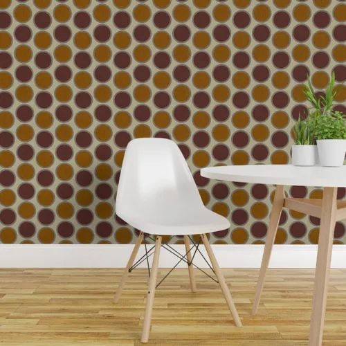 Vista 3 de Spoonflower Mod Circles Brown Pre-Pasted Removable Wallpaper