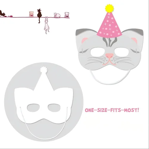 Vista 4 de Distaratie 12 máscaras de papel de gato para decoraciones de fiestas, bonitas máscaras faciales de gato para accesorios de cabina de fotos