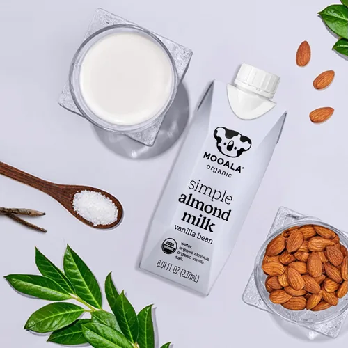 Vista 5 de Mooala Leche de Almendra Orgánica Simple Vainilla - Estable en Estante, Dosis Única, 4 Ingredientes, Sin Gomas, Sin Aceite, Sin Rellenos, Leche a