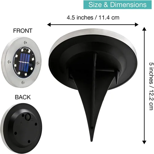 Vista 7 de ExpertPower Luz de suelo alimentada por energía solar para vacaciones de Navidad, 8 luces LED impermeables para patio con sensor oscuro