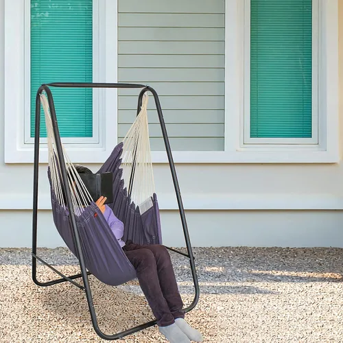 Vista 7 de YUCAN Soporte para Silla Hamaca con Silla Columpio Colgante Incluida, Resistente a la Intemperie y que Ahorra Espacio, Soporte Máximo 450 Libras