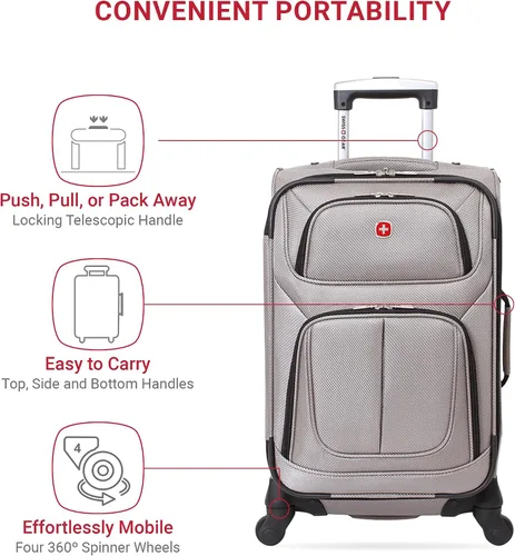 Vista 107 de SwissGear - Equipaje suave expandible Sion con ruedas, Negro