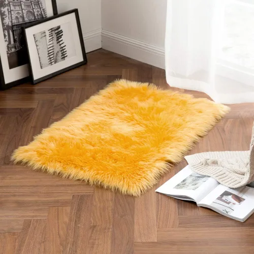 Vista 5 de MIULEE Alfombra de Área de Lujo Súper Suave y Esponjosa de Piel Sintética Rectangular Alfombra Decorativa de Felpa Shaggy para Mesita de Noche Sofá