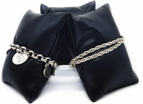 Vista 5 de 10 piezas de cuero PU pequeño pulserareloj almohada joyería exhibiciones (negro)