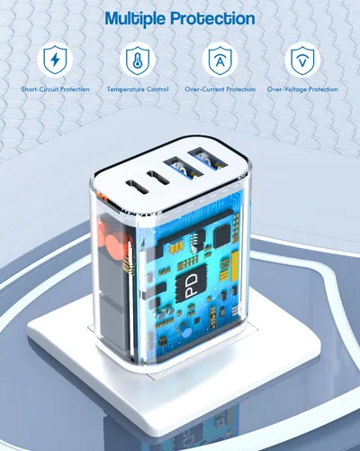 Vista 5 de Bloque de carga rápida de 40 W Apple 17 16, paquete de 2 bloques de cargador USB C rápido de 4 puertos, adaptador de corriente PD y adaptador QC