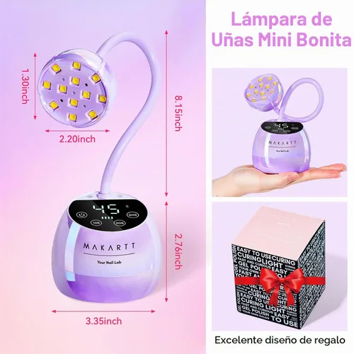 Vista 8 de Makartt Lámpara de uñas UV inalámbrica de cuello de cisne para uñas Gel-X A04-lámpara de uñas-Glazed Purple