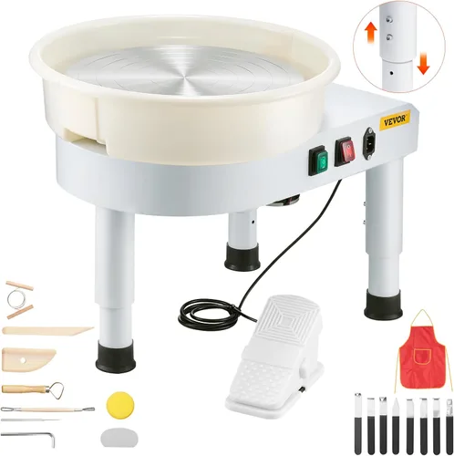 Vista 13 de VEVOR Rueda de cerámica de 11 pulgadas para adultos principiantes, máquina formadora eléctrica de 350 W con pedal de lavabo desmontable de 0 a 300