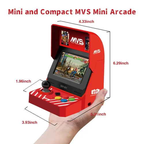 Vista 5 de UNICO MVS Mini Home Arcade Machine, 45 juegos clásicos precargados 10 KOF 5 Metal SLUG 7 Fatal Fury 6 Samurai SHODOWN y más, pantalla de 3.5
