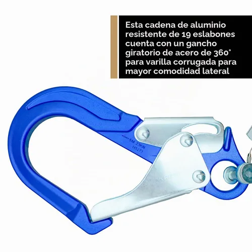 Vista 4 de Conjunto de cadena de posicionamiento de barra de refuerzo AFP con gancho giratorio (aluminio)