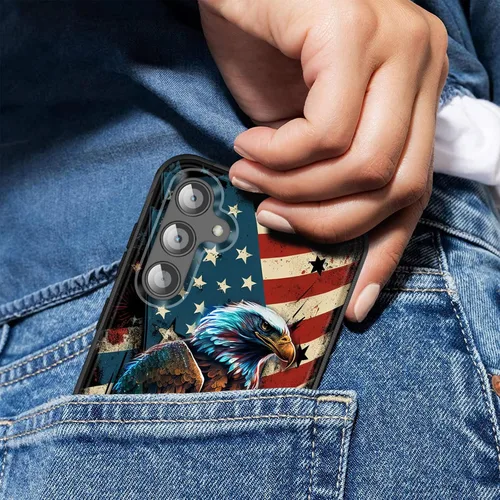 Vista 5 de Funda para Galaxy S24 Plus con soporte, doble capa híbrida de policarbonato duro y silicona suave, resistente a prueba de golpes, funda protectora