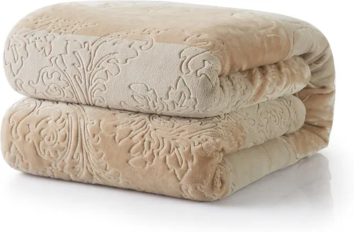 Vista 6 de Tache Elegant Embossed Sherpa Bed Throw Blanket (Blue, 50 x 60 Inch)
