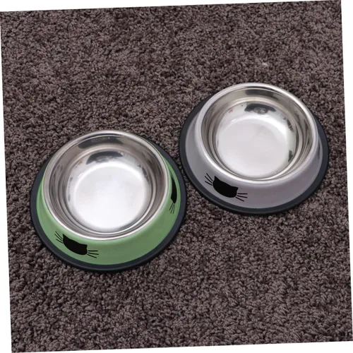 Vista 3 de ABOOFAN Tazón de agua para gatos de acero inoxidable para gatos, apto para bigotes, juego de 2 piezas
