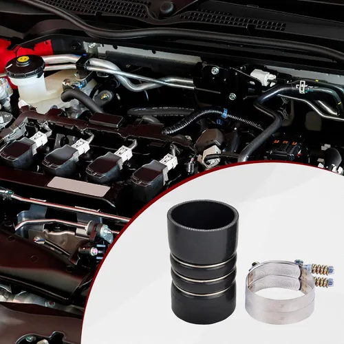 Vista 4 de Kit de abrazaderas de tubo de intercooler turbo CAC compatible con Ford 6.0L Powerstroke Diesel 2003-2007 (Negro)