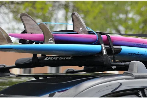 Vista 5 de DORSAL Aero - Almohadillas para portaequipajes de techo para barras transversales de fábrica y anchas - Paquete de 2 para tablas de surf, kayaks