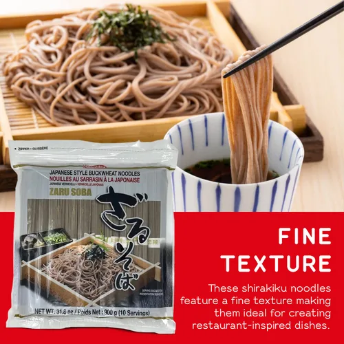 Vista 5 de Shirakiku Fideos Zaru Soba Fideos instantáneos secos estilo japonés con sabor a trigo sarraceno Contiene harina de trigo Bajo en calorías