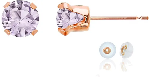 Vista 8 de Aretes de tuerca de plata de ley 925 chapados en oro de 14 quilates macizo, oro amarillo, blanco o rosa de 0.236 in Amatista
