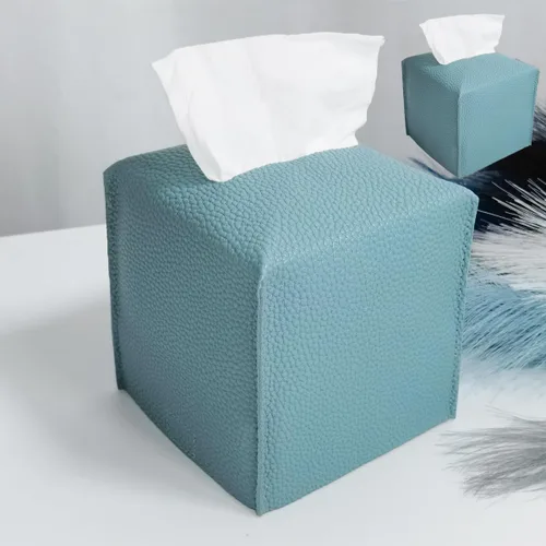 Vista 29 de HOMOTEK Paquete de 2 fundas para caja de pañuelos, soporte cuadrado de piel sintética, organizador de papel decorativo para baño, mesitas de noche