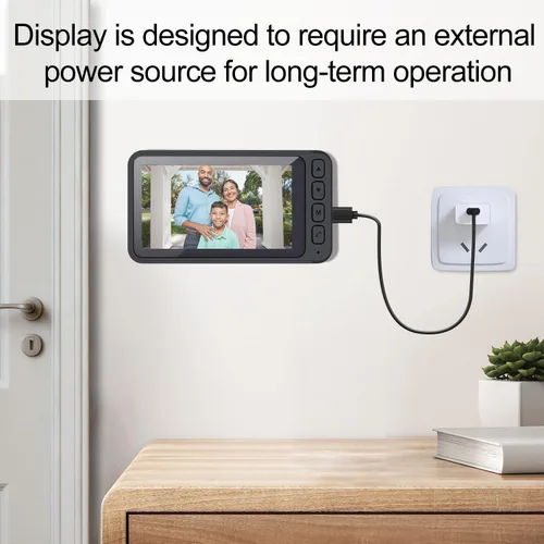 Vista 7 de TKMARS Timbre de puerta inalámbrico sin suscripción, timbre de video, intercomunicador en tiempo real, pantalla de 4.5 pulgadas, ángulo de visión