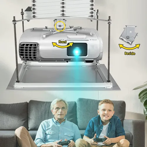 Vista 2 de CGOLDENWALL 3M - Soporte para proyector Motorizerd oculto ultrafino de 44 libras, elevador de proyector eléctrico, placa base de 18.9 pulgadas