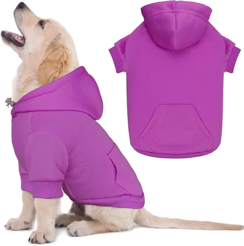 Vista 17 de Sudadera con capucha para perros pequeños, ropa de forro polar cepillado suave y liso, sudadera con capucha para mascotas con bolsillo (café-XS)