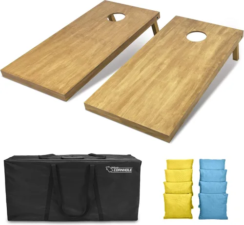 Vista 17 de GoSports 4 ft x 2 ft Regulation Size Wooden Cornhole Boards Set with Light Brown Finish - Includes Carrying Case and Bean Bags Negro- gris