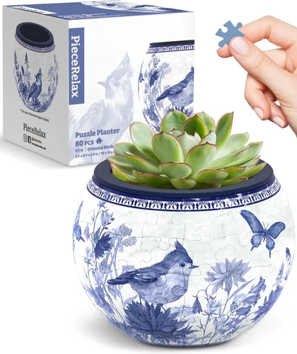 Vista 19 de PieceRelax Rompecabezas 3D Maceta 80 Piezas - Abundancia de Otoño, Macetas de Flores de Decoración del Hogar para Cactus de Interior, Macetas