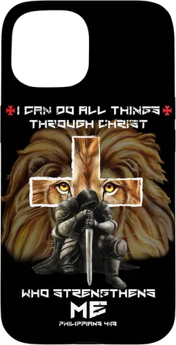 Vista 6 de Fundas para iPhone 11 Christian Phone Cases Men Bible Verse Philippians 4:13 Lion Case