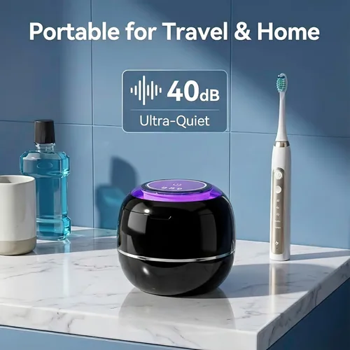 Vista 5 de Máquina limpiadora ultrasónica de retenedor, negro, 42KHZ para dentadura, cabezales de cepillo de dientes, joyas, frenos, temporizador digital con 2